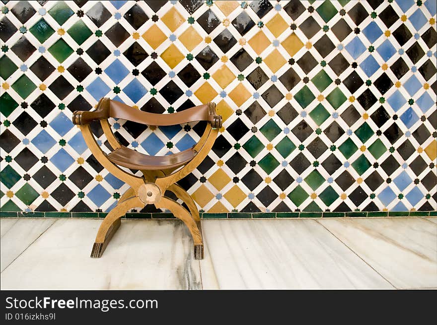 Empty seat in arabic palace of Alhambra. Empty seat in arabic palace of Alhambra