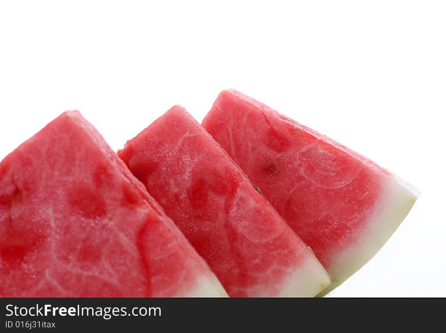 A fresh watermelon on a withe background.