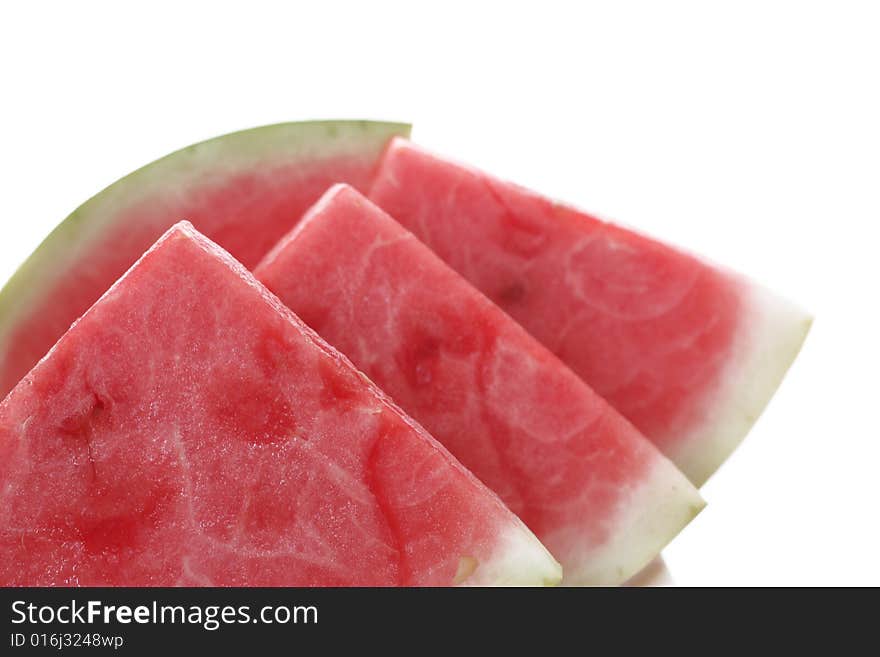 A fresh watermelon on a withe background.