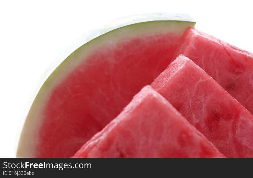 A fresh watermelon on a withe background.