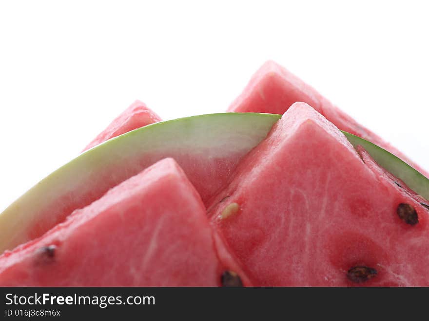 A fresh watermelon on a withe background.