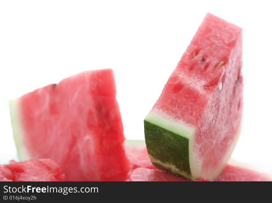 A fresh watermelon on a withe background.