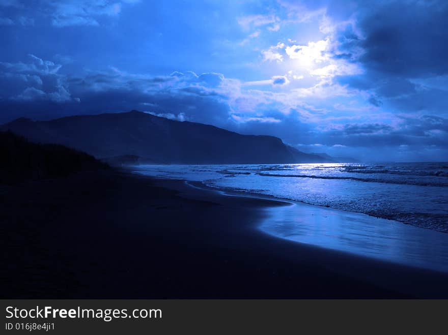 Morning on the beach after storm