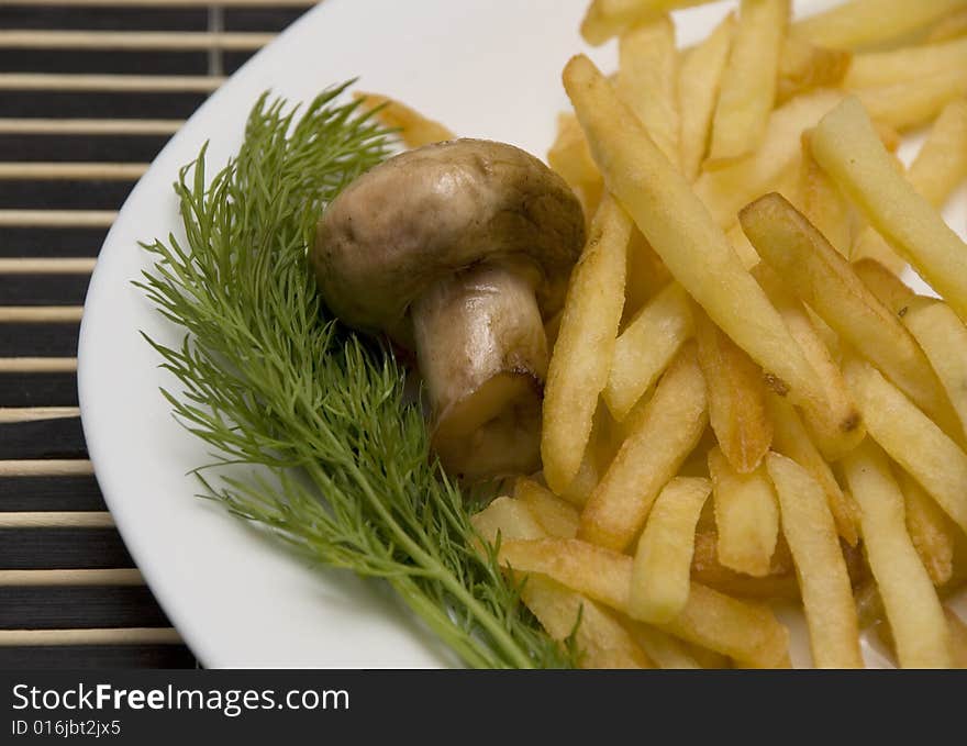 Tasty field mushrooms with a potato free. Tasty field mushrooms with a potato free