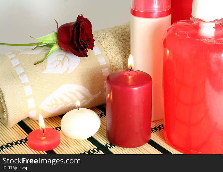 Candles and a towel