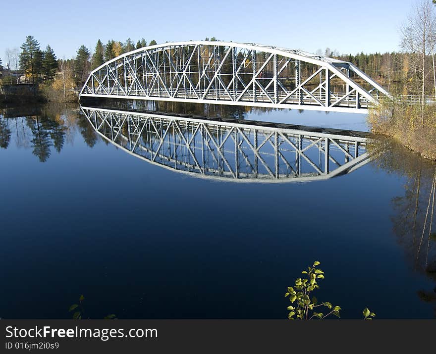 Bridge in the scandinavian autmn. Bridge in the scandinavian autmn