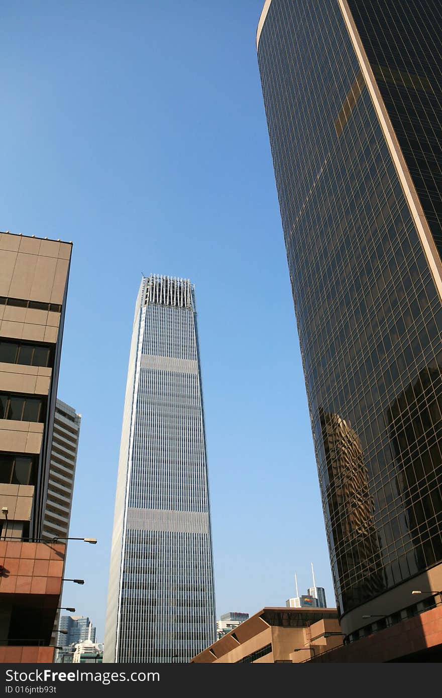 Modern skyscrapers at wide angle