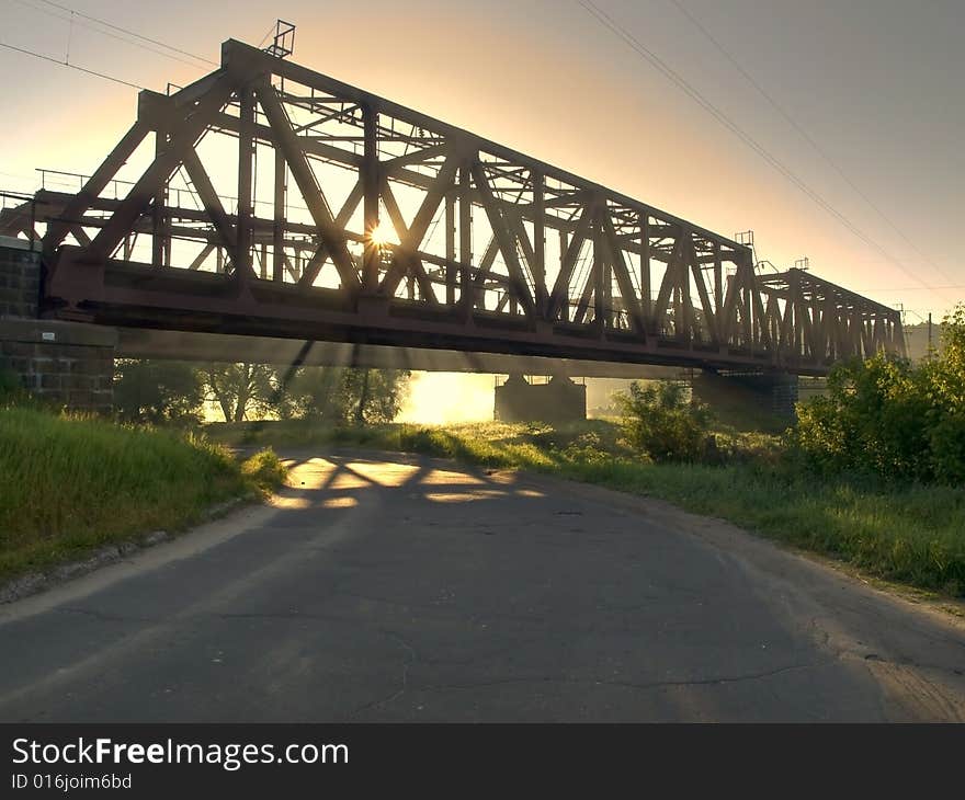 Kind on a bridge across the beautiful river of irpen '. Kind on a bridge across the beautiful river of irpen '