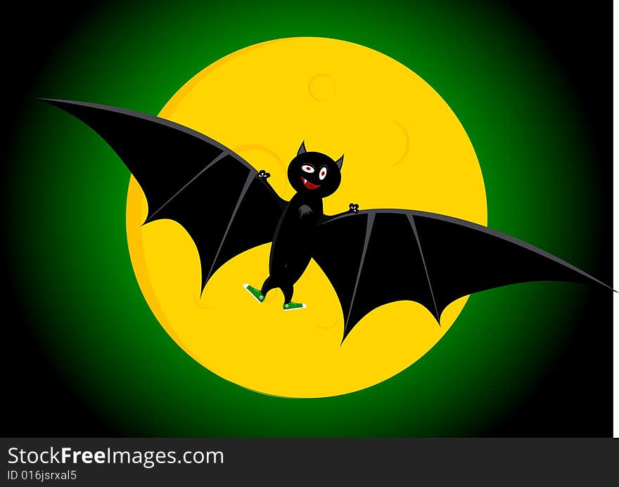 The bat-vampire against the moon.