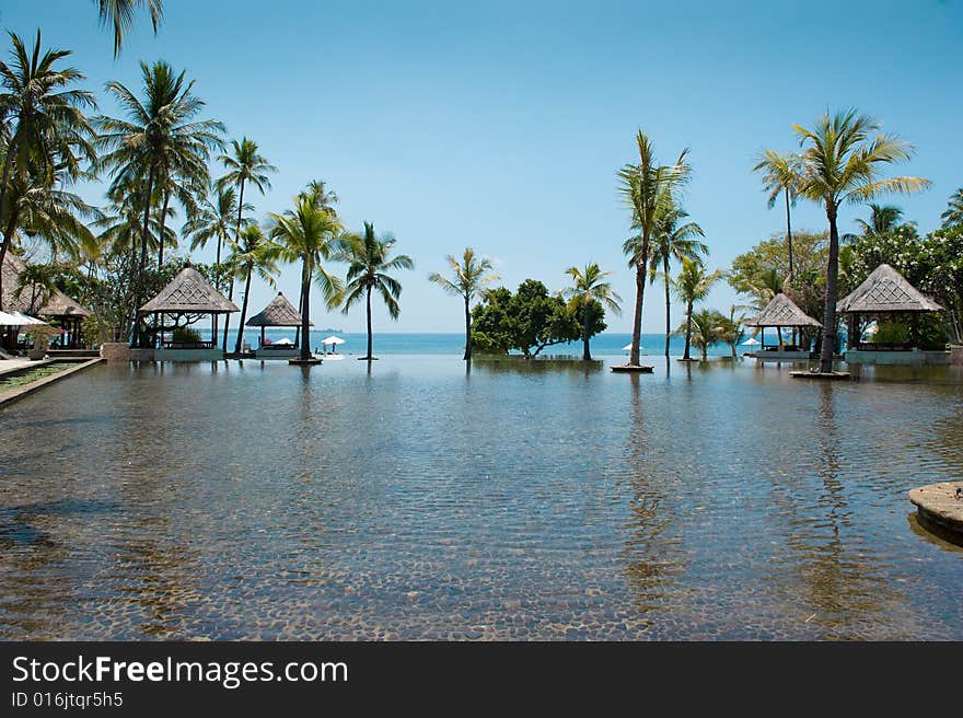 Photo of a beautiful tropical pool near the beach