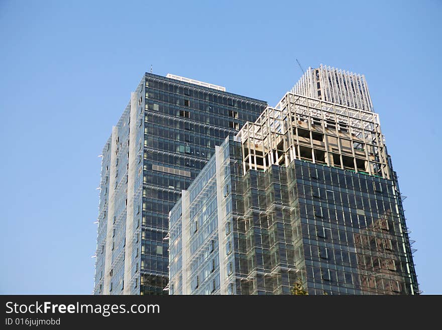 Modern skyscrapers at wide angle