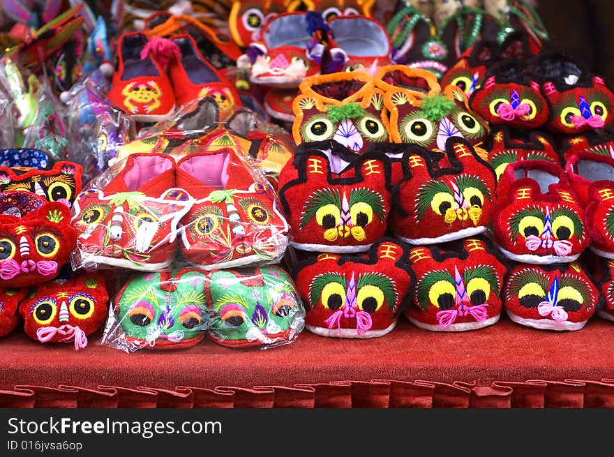 Tiger head shoe ,Chinese traditional handicraft for sell. Tiger head shoe ,Chinese traditional handicraft for sell.