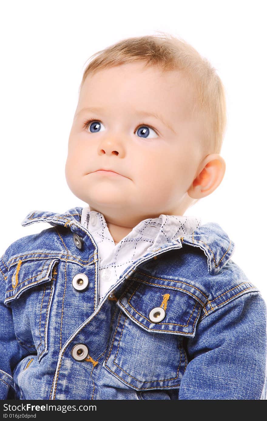 Portrait of small boy wearing blue jeans. Isolated. Portrait of small boy wearing blue jeans. Isolated