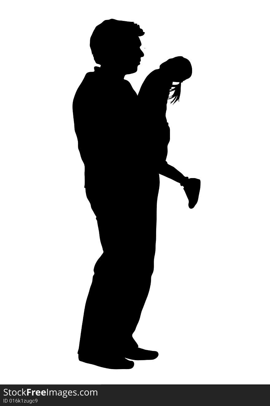 Silhouette of father holding child. Silhouette of father holding child