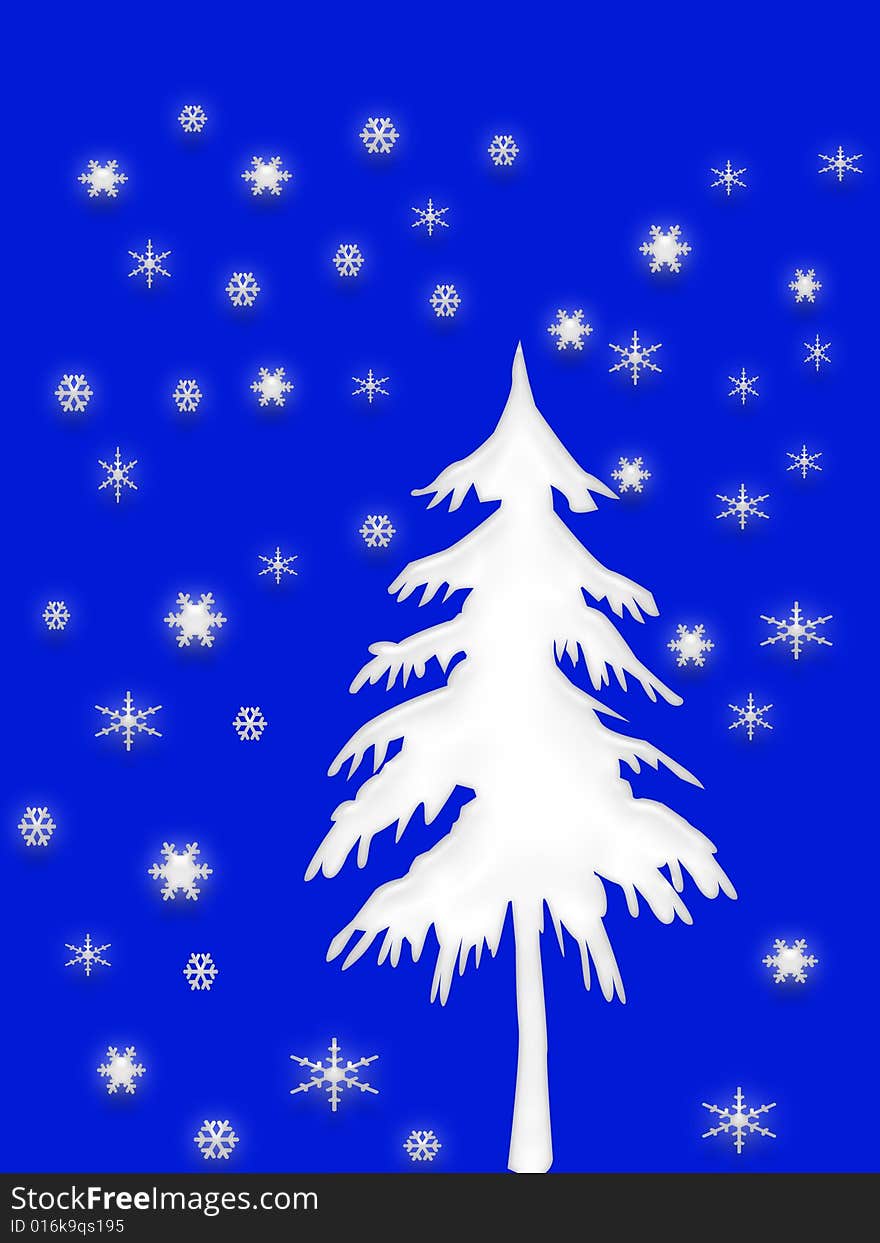 The cristmas tree over blue background. The cristmas tree over blue background