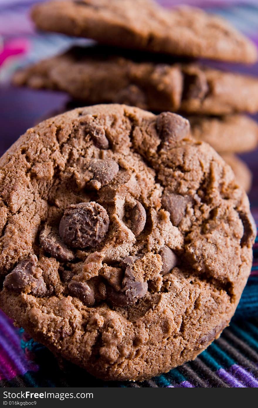 Close up of a chocolate chip cookie