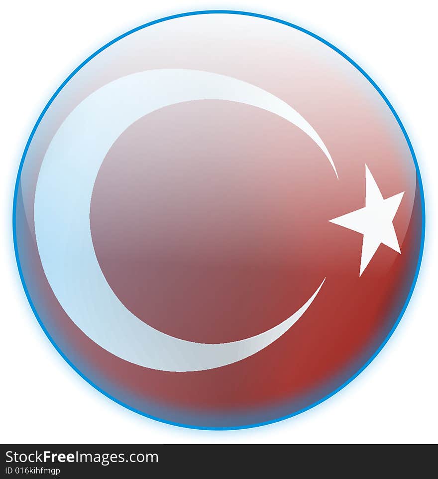 Blue web button with flag of Turkey inside. Ready for design. VECTOR file is in attachment. All layers can be modified. Blue web button with flag of Turkey inside. Ready for design. VECTOR file is in attachment. All layers can be modified