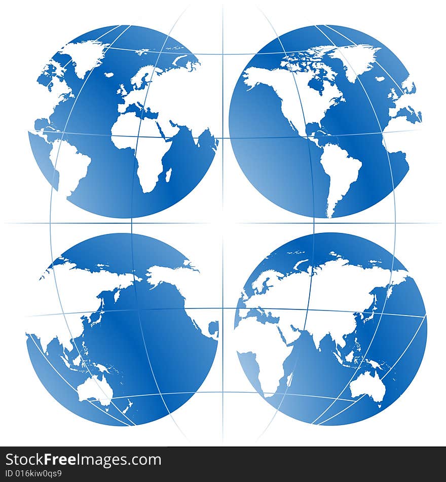 World map illustrations on white background. World map illustrations on white background