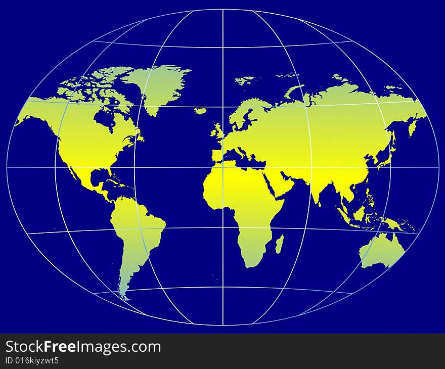 World map on blue background