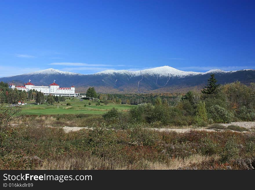 Mount Washington in fall with snow