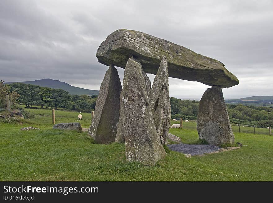 The cloudy weather conditions make the ancient burial places like Pentre Ifan  in south-west Wales even more mysterious.