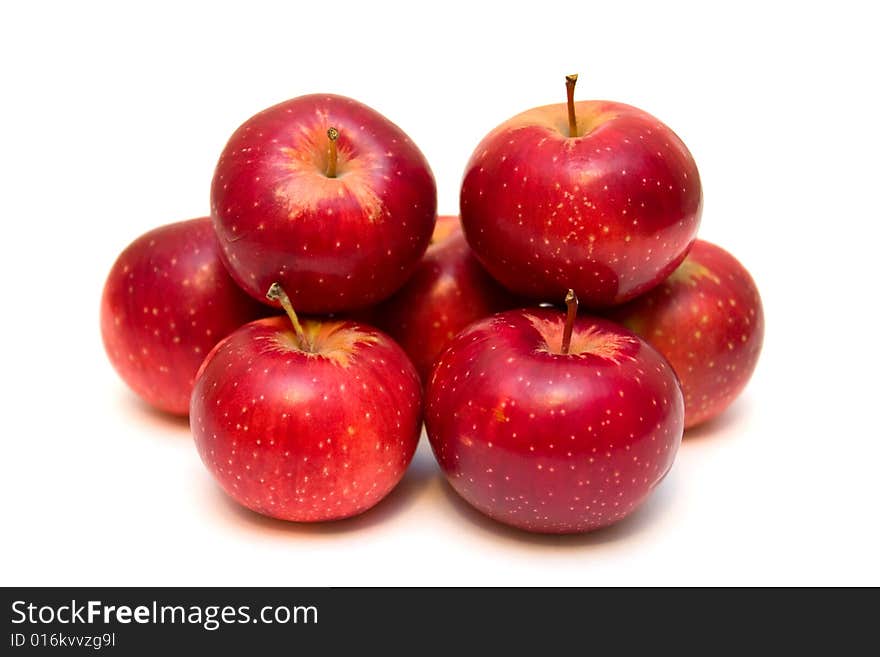 Group of red apples isolated on white