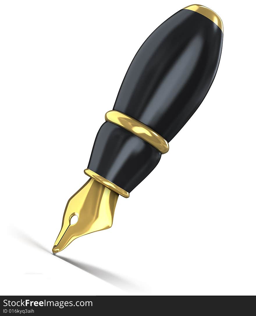 Illustration of a black cartoony fountain pen. Illustration of a black cartoony fountain pen