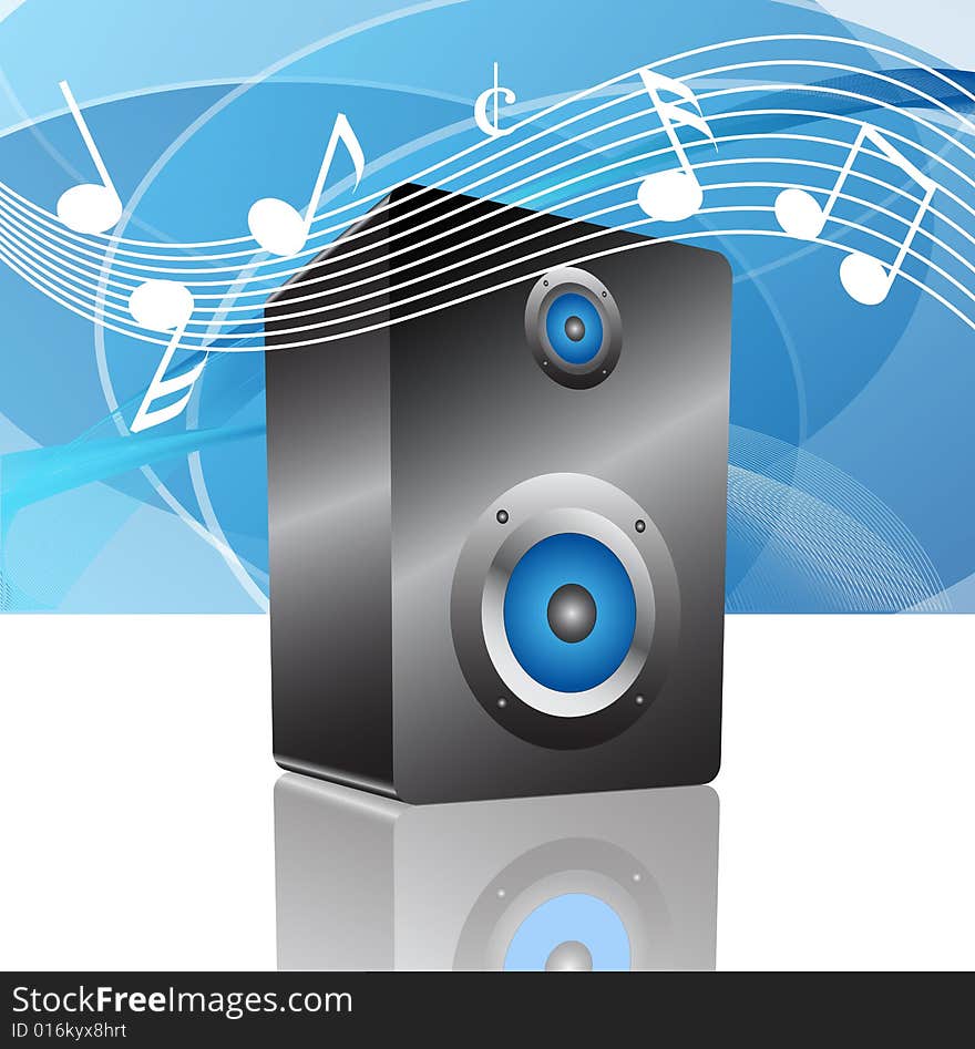 Vector illustration of loudspeaker with abstract background