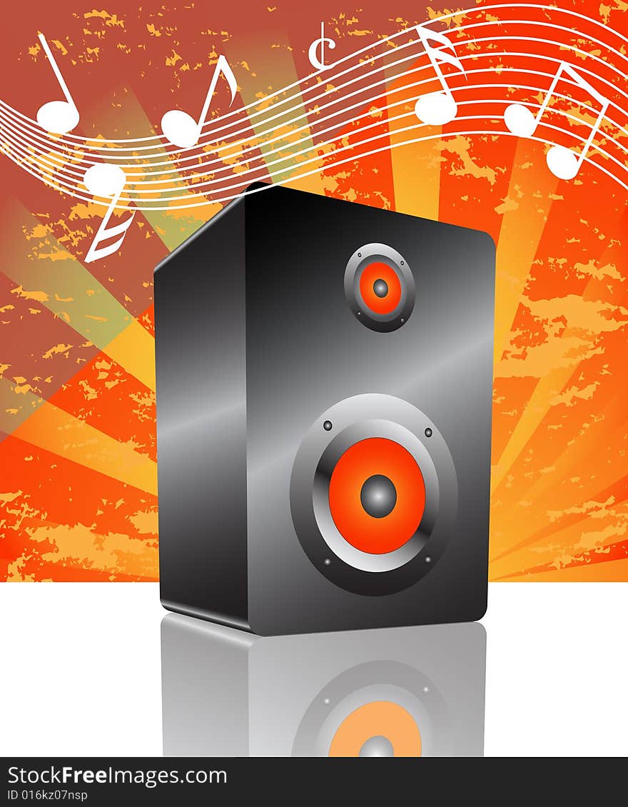 Vector illustration of loudspeaker with abstract background