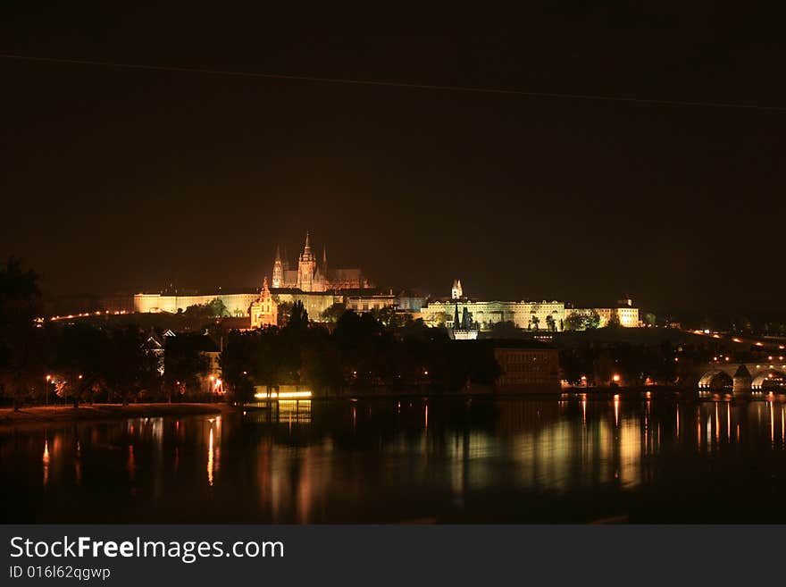 cityscape in the prague with the castle. cityscape in the prague with the castle