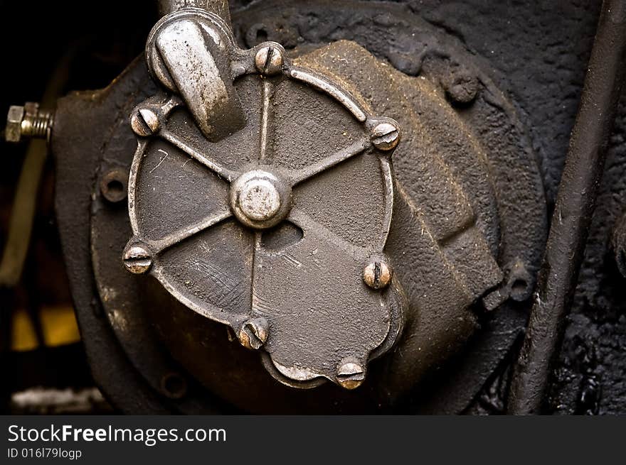 Close-up old diesel car engine. Close-up old diesel car engine