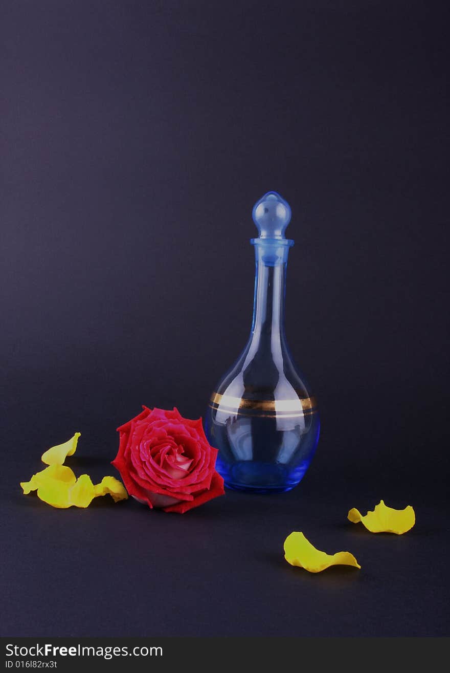 Blue Bottle And Rose