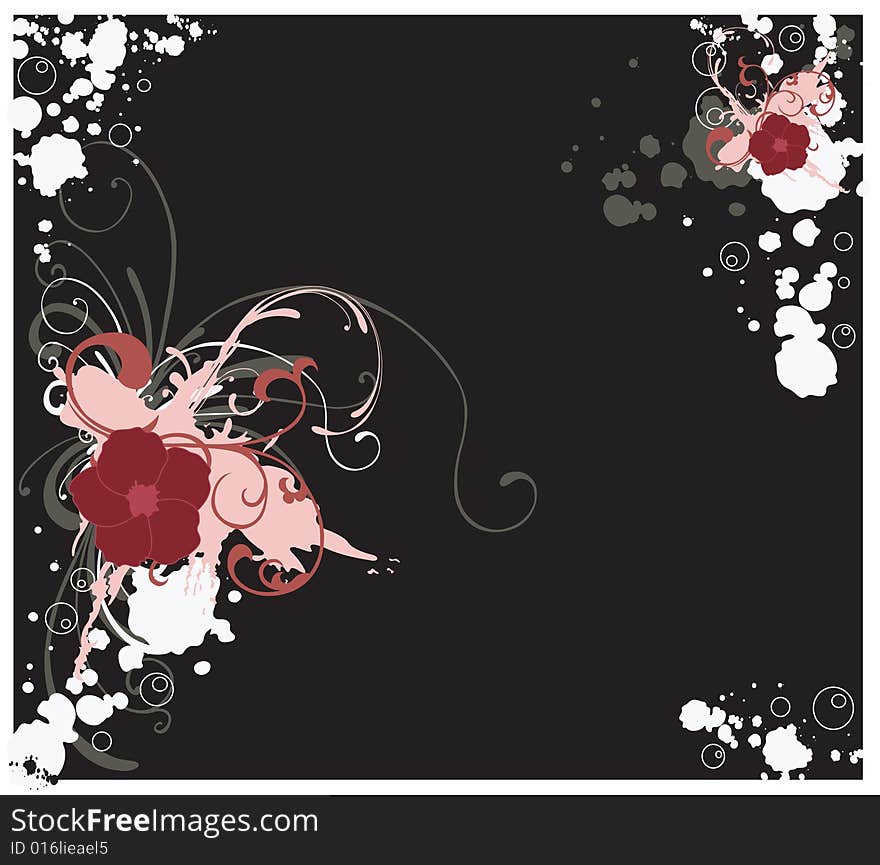 Illustration of a grungy background with flowers. Illustration of a grungy background with flowers