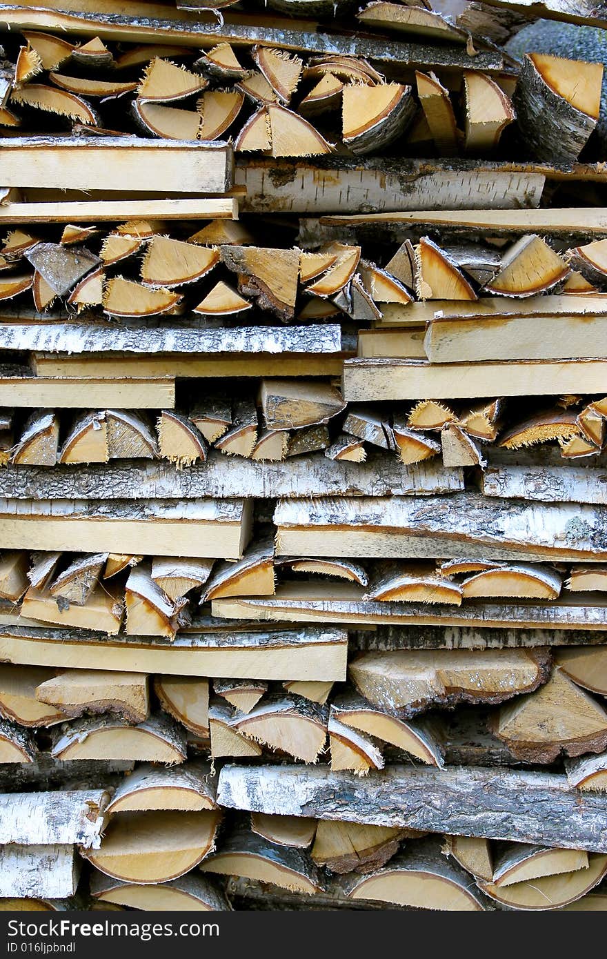 Stack of birch firewood