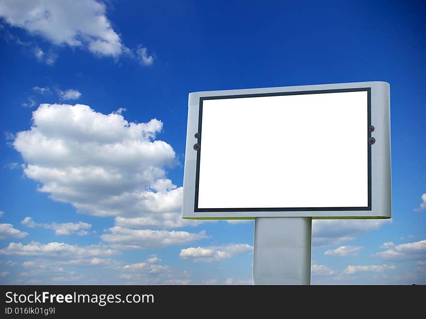 Advertising billboard on sky background