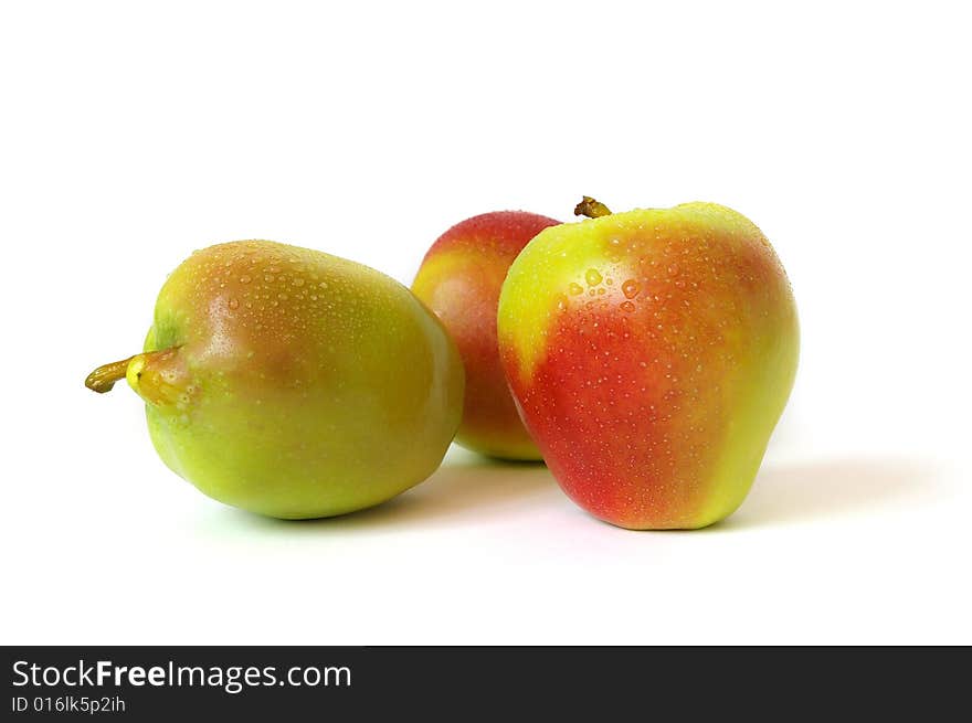 Three sweet apples isolated on white background