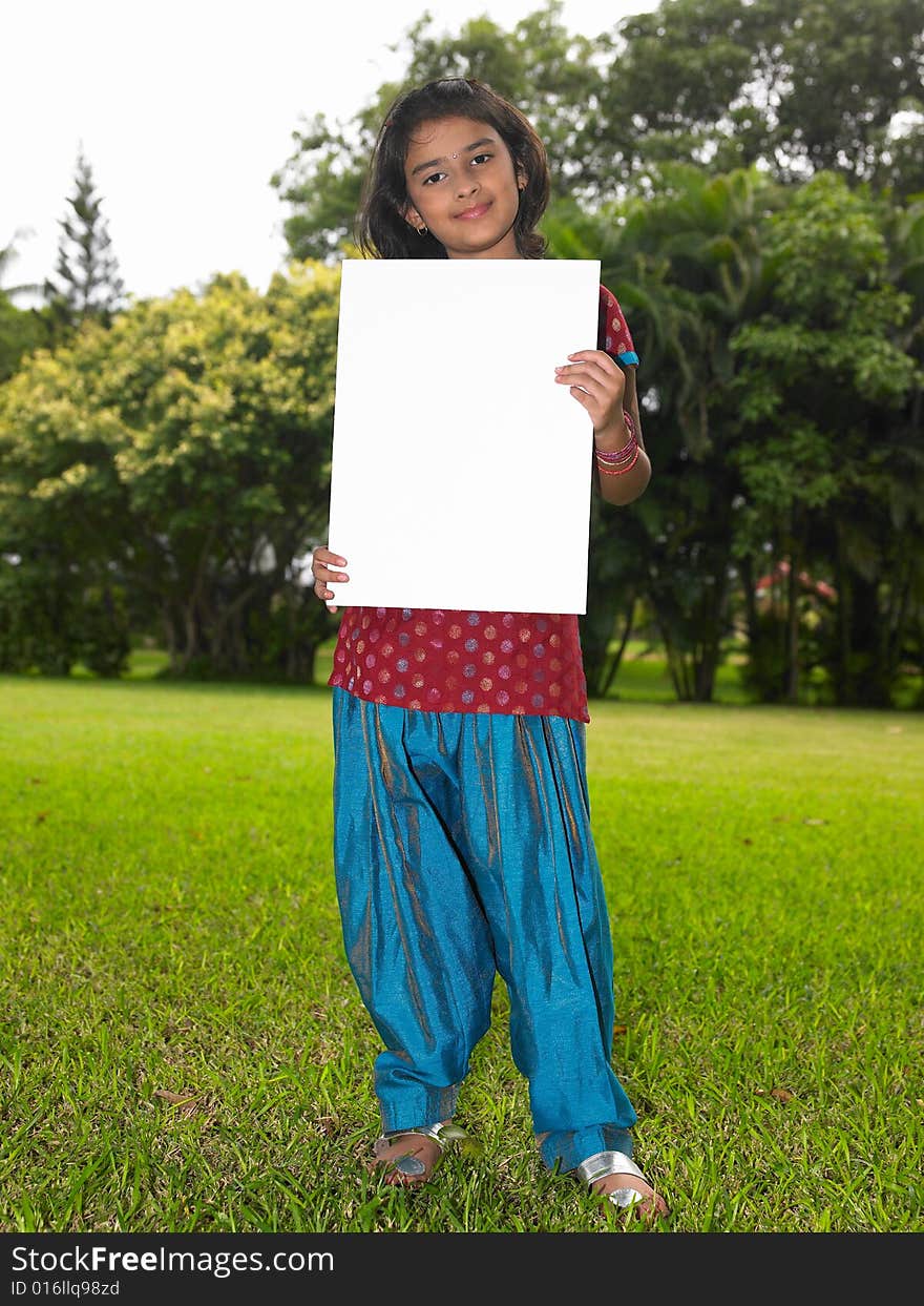 Asian Girl Holding A Placard