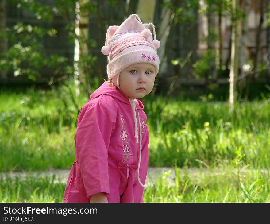 Little girl on nature