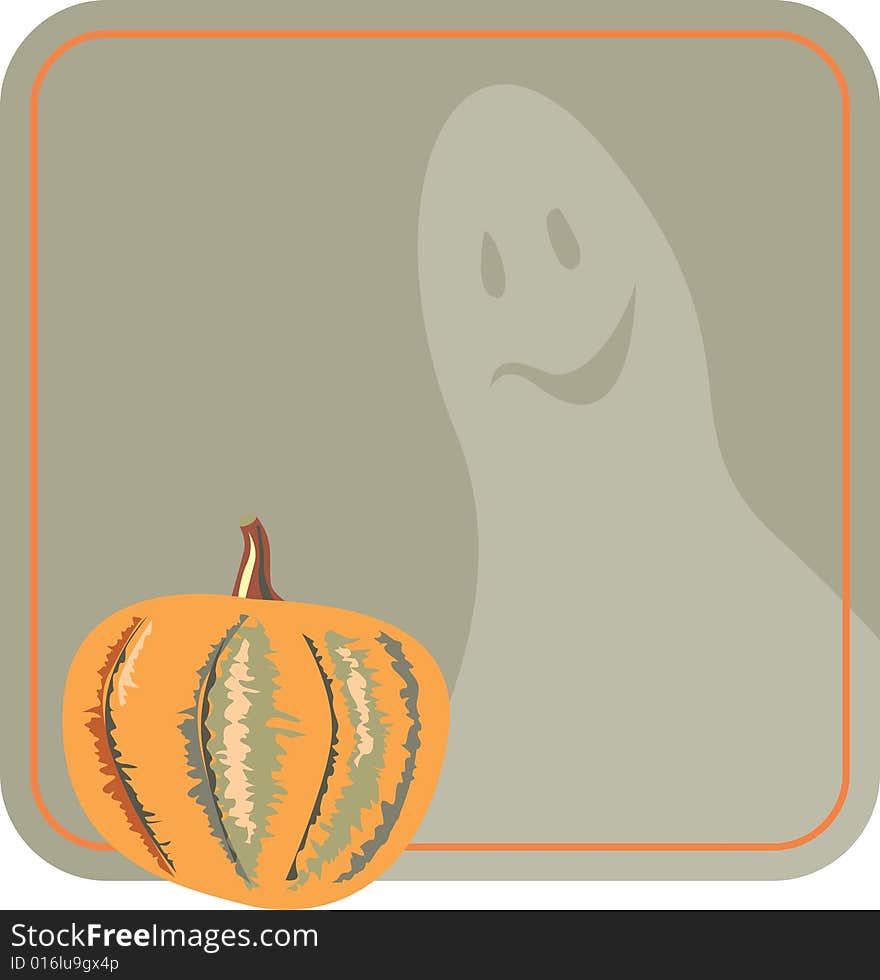 Vector illustration of ghost and pumpkin. Vector illustration of ghost and pumpkin