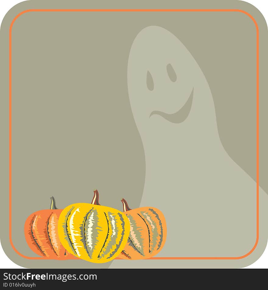 Vector illustration of ghost and pumpkins. Vector illustration of ghost and pumpkins