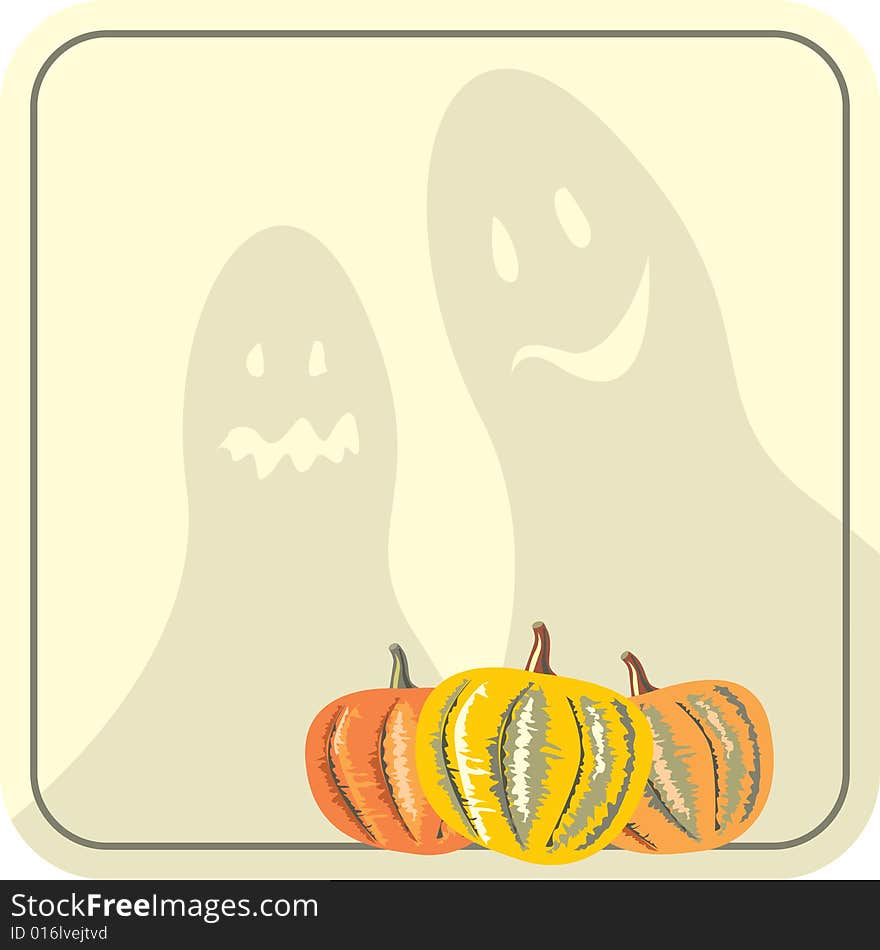 Vector illustration of pumpkins and ghosts. Vector illustration of pumpkins and ghosts