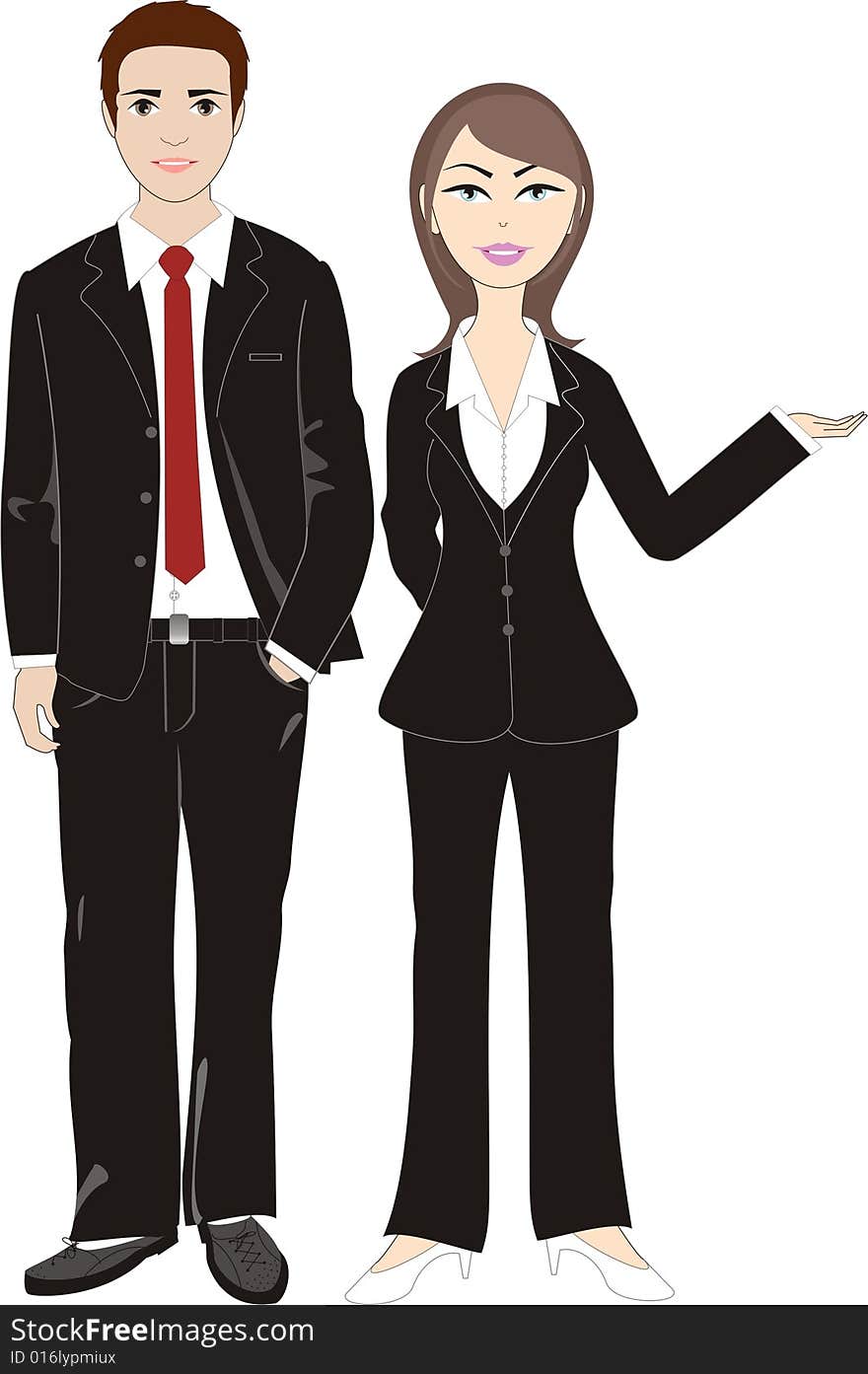 An illustration showing a business couple in a presentation