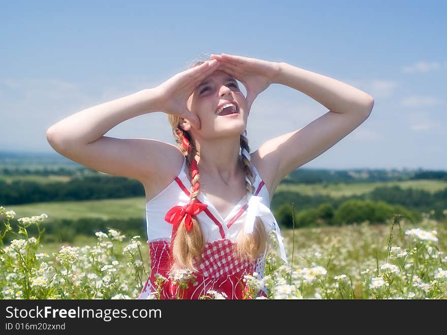 Happy girl outdoor. Soft focus lens. Happy girl outdoor. Soft focus lens