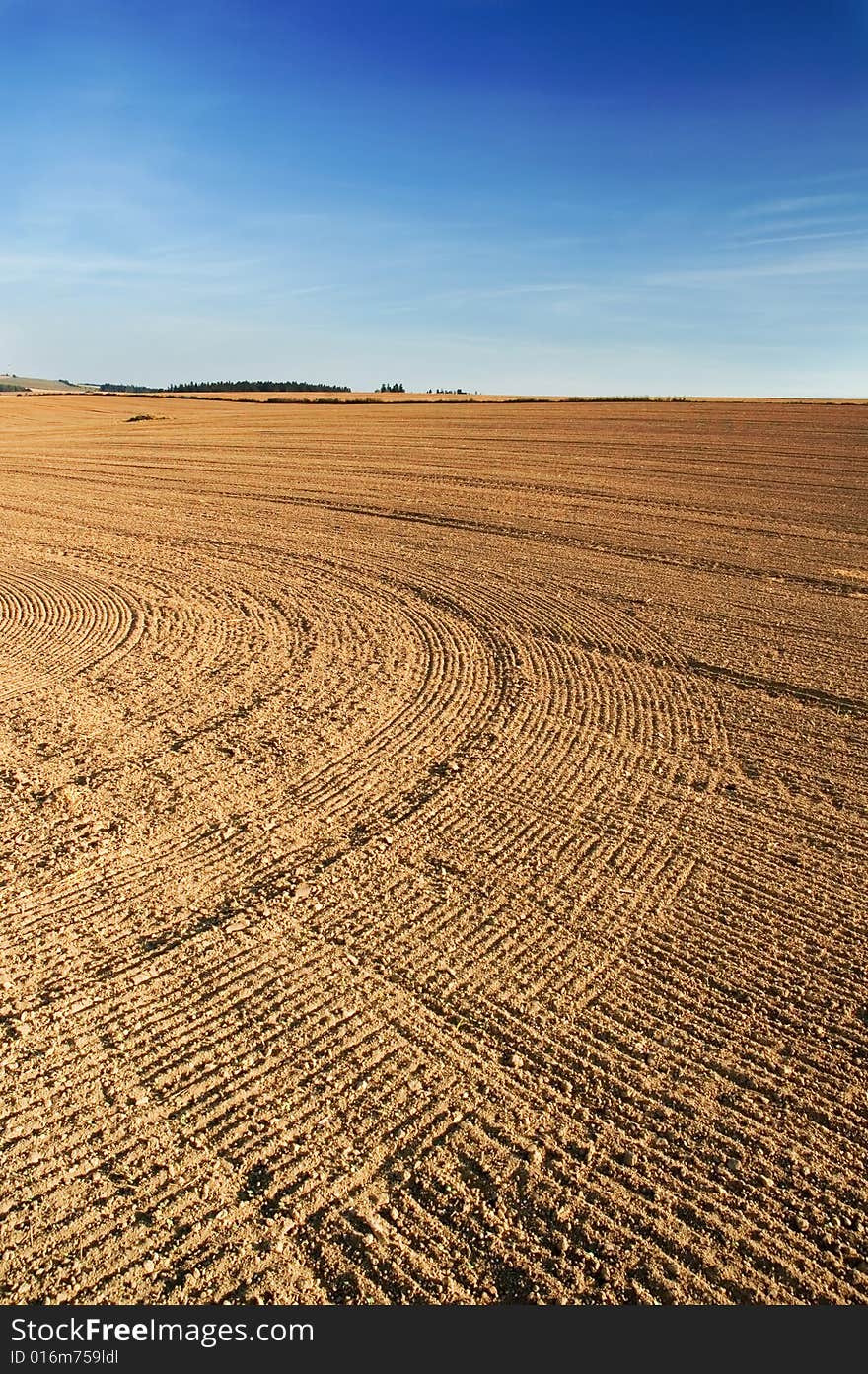 An agricultural field in autumn day. An agricultural field in autumn day