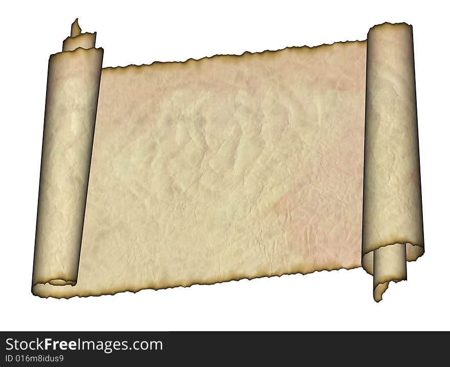 Vintage grunge rolled parchment illustration with ragged borders (natural paper texture)