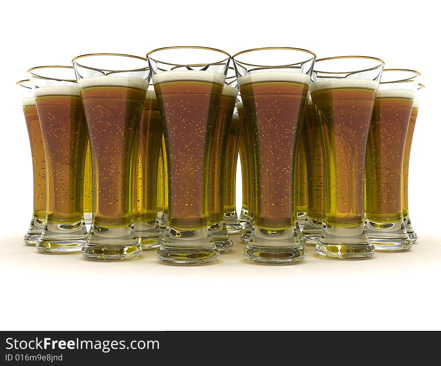 Beer in glass with bubbles