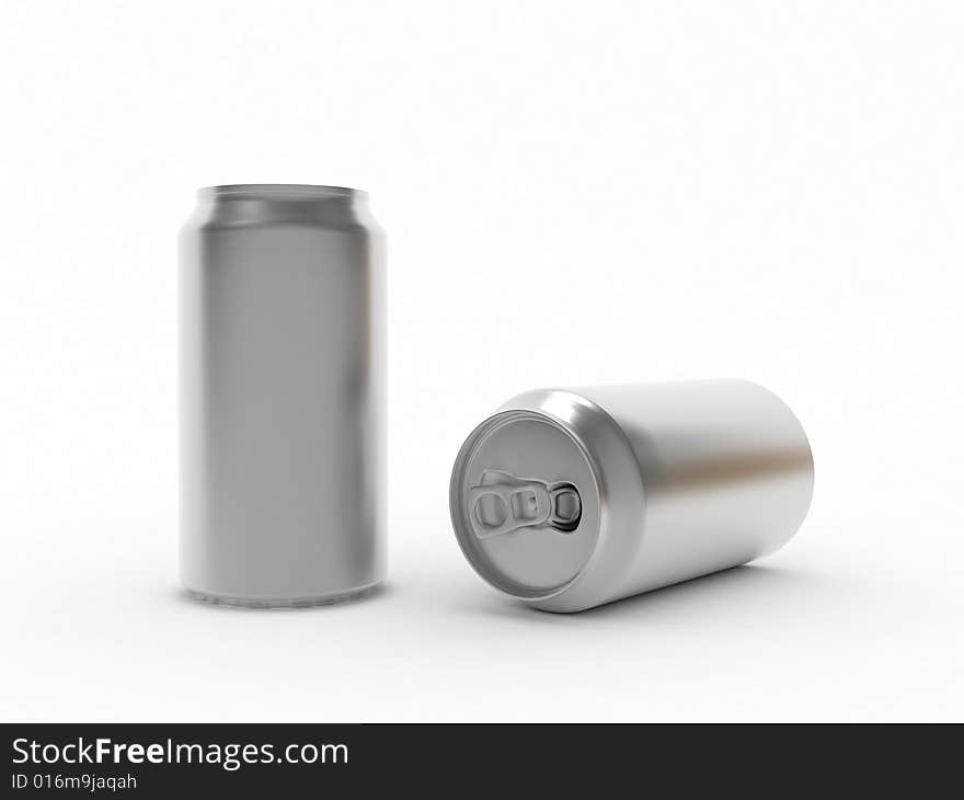 Beer in aluminum banks on white background