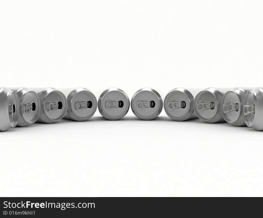 Beer in aluminum banks on white background