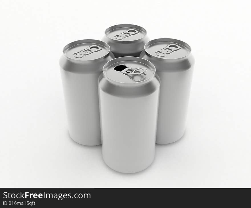 Beer in aluminum banks on white background