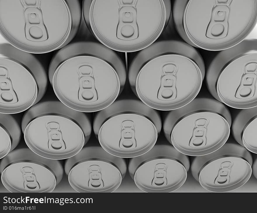 Beer in aluminum banks on white background